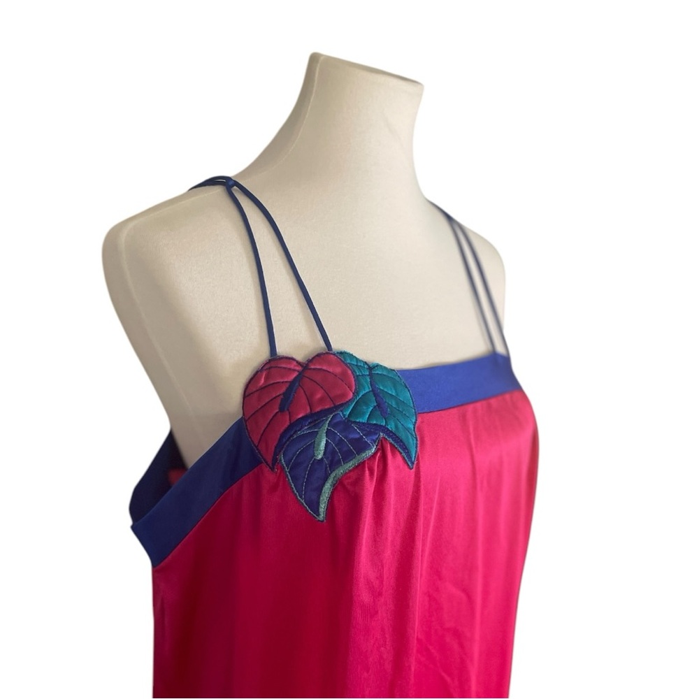 Vintage long maxi nightgown, size large. Nylon sexy 70’s 80’s pink blue nightie